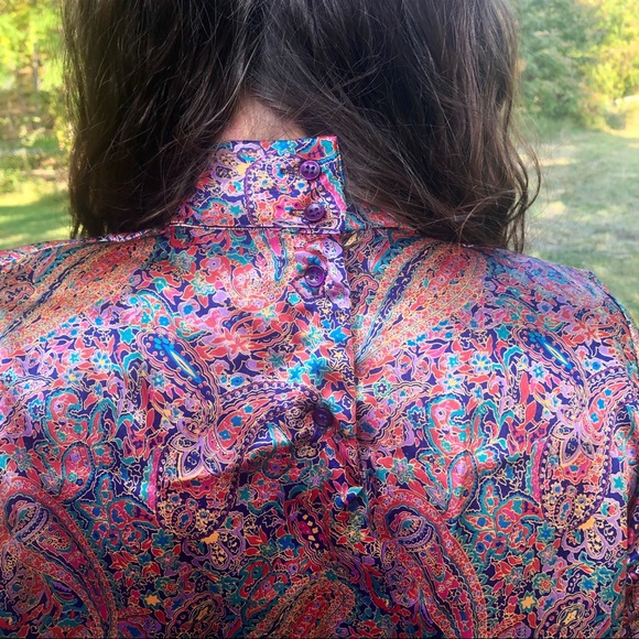 Vintage silky blouse paisley print - Picture 4 of 5